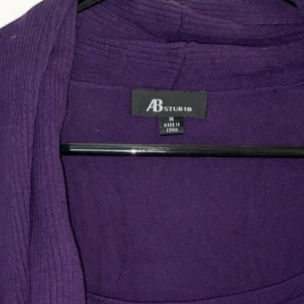 AB Studio Purple Cowl Neck Sweater Top – Women’s Medium - Picture 3 of 6